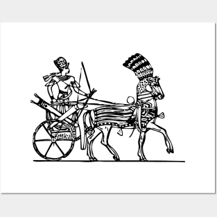 Horse drawn chariot line-art Posters and Art